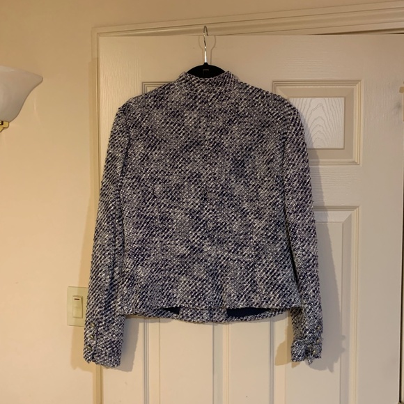 Cache Blue/Ivory Tweed Lined Jacket sz 10 - Picture 5 of 8